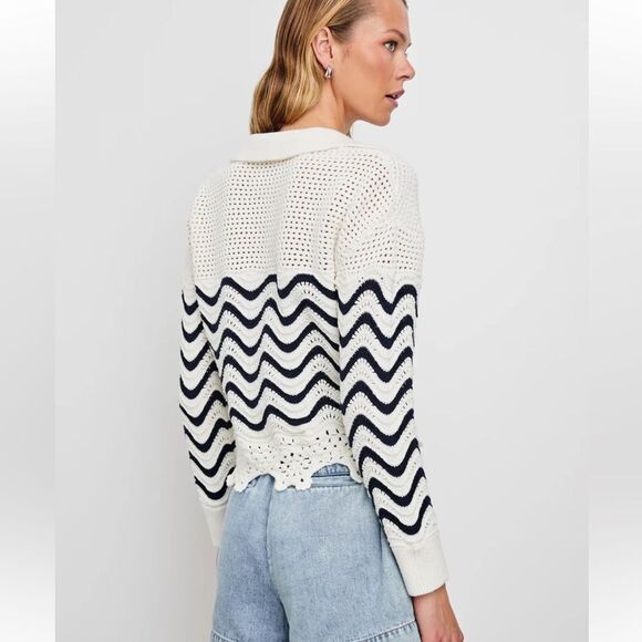 NWT Rails Louise Sweater Wave Blue/White Stripe Cotton XS - Picture 5 of 11